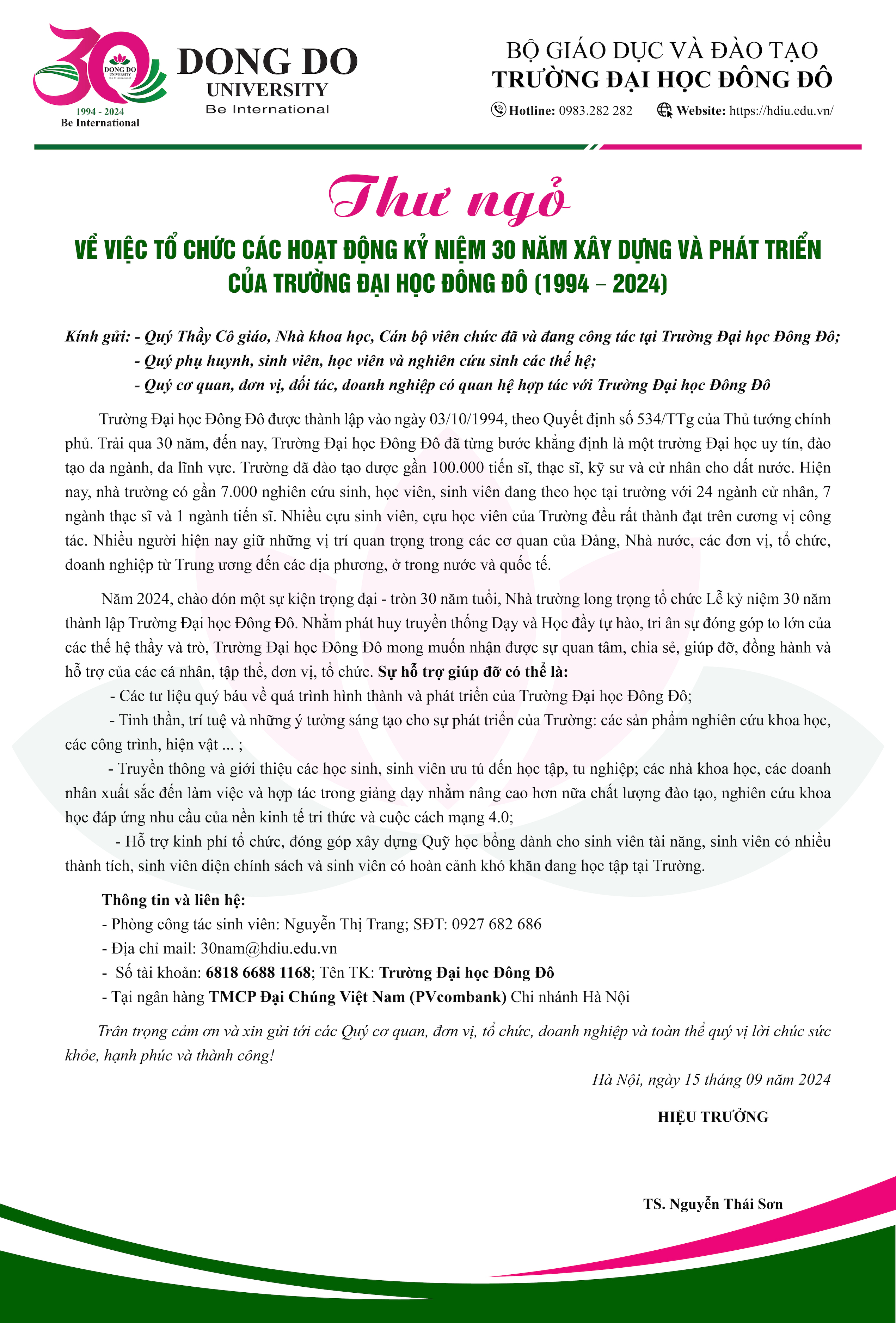 thu-ngo-ve-viec-to-chuc-cac-hoat-dong-ky-niem-30-nam-xay-dung-va-phat-trien-cua-truong-dai-hoc-dong-do-1994-2024